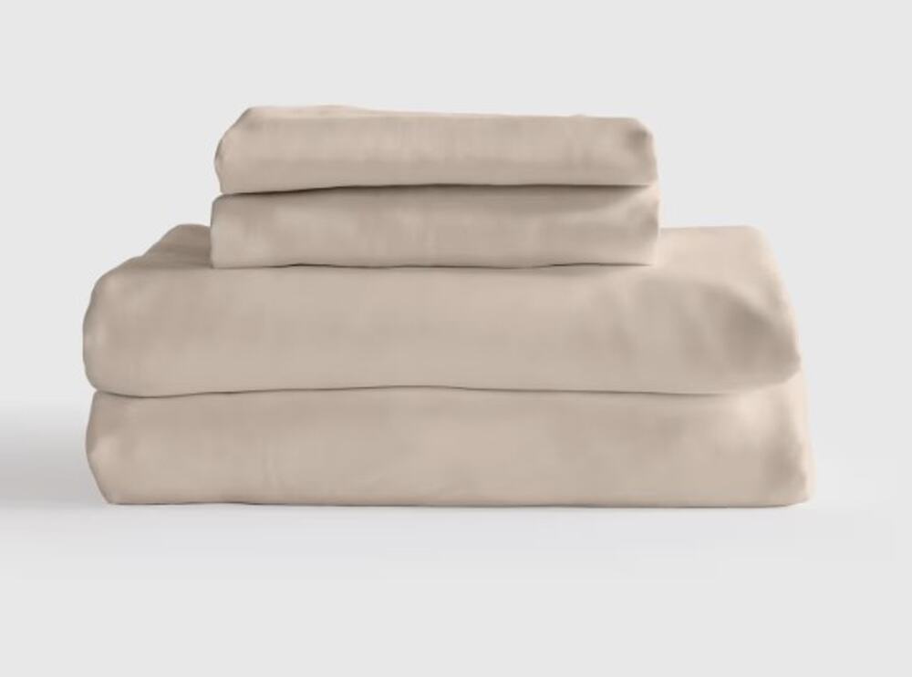 Quince KING Organic Bamboo Sheet Set 4 Piece Sand Tan  Brown California King NEW